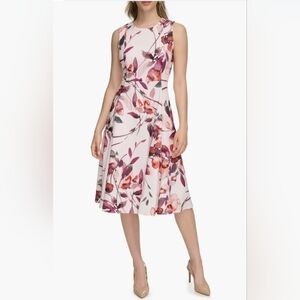 Calvin Klein Floral Fit & Flare Midi Dress
